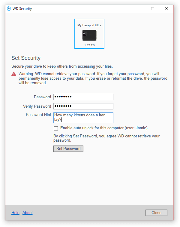 WD Security - My Passport Ultra