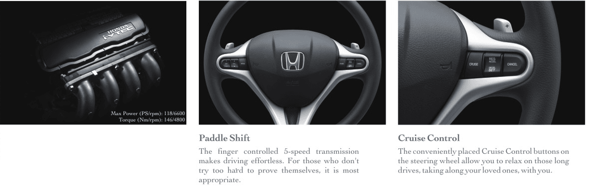 Engine, Paddle Shift and Cruise Control of New Honda City 2012 Engine, Paddle Shift and Cruise Control of New Honda City 2012