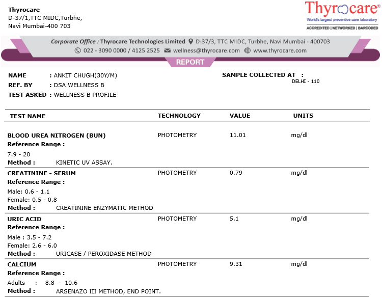 Thyrocare Services Review With Test Results