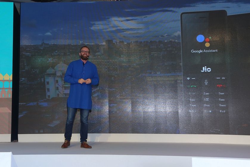 Gummi Hafsteinsson announcing Google Assistant for Jio Phone